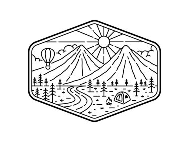 Çerçeve çizgisi sanat illüstrasyonunda doğal manzara