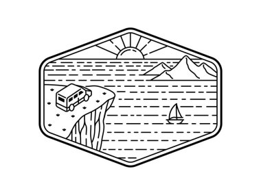 Çerçeve çizgisi sanat illüstrasyonunda doğal manzara