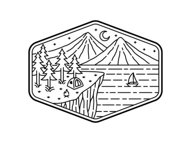 Çerçeve çizgisi sanat illüstrasyonunda doğal manzara