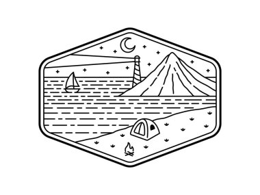 Çerçeve çizgisi sanat illüstrasyonunda doğal manzara