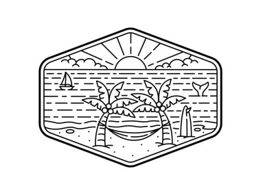 Çerçeve çizgisi sanat illüstrasyonunda doğal manzara