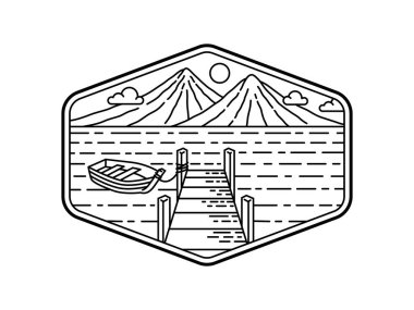 Çerçeve çizgisi sanat illüstrasyonunda doğal manzara