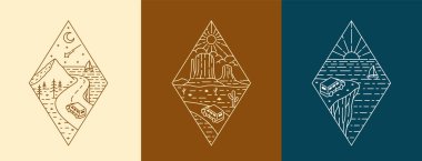 Güzel doğa çizgisi çizim vektörü kümesi