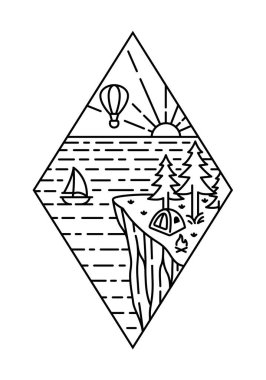 güzel doğa çizgisi çizim vektörü