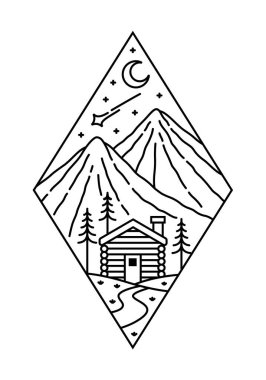 güzel doğa çizgisi çizim vektörü