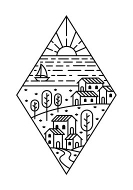 güzel doğa çizgisi çizim vektörü