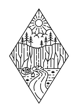 güzel doğa çizgisi çizim vektörü