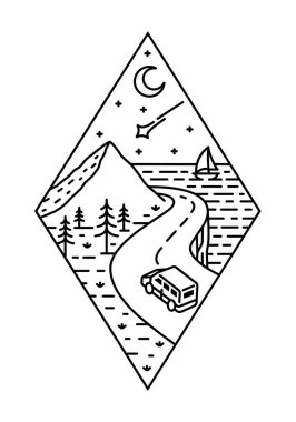 güzel doğa çizgisi çizim vektörü