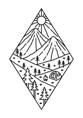 güzel doğa çizgisi çizim vektörü