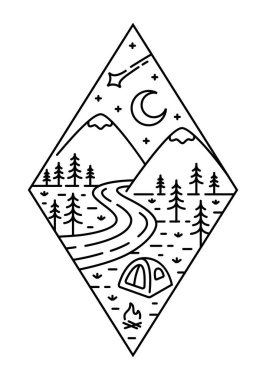 güzel doğa çizgisi çizim vektörü