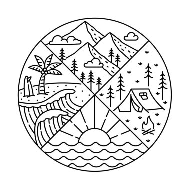 Çember çerçeve çiziminde doğal manzara