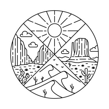 Çember çerçeve çiziminde doğal manzara