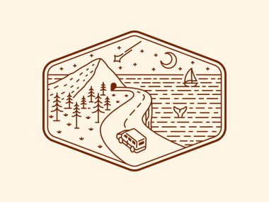 güzel doğa çizgisi sanat vektörü şablonu