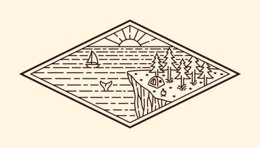 Doğa manzara çizgisi sanat vektörü şablonu