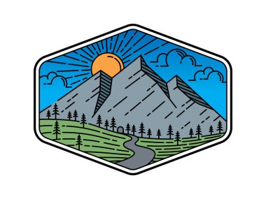 güzel doğa çizgisi sanat vektörü şablonu