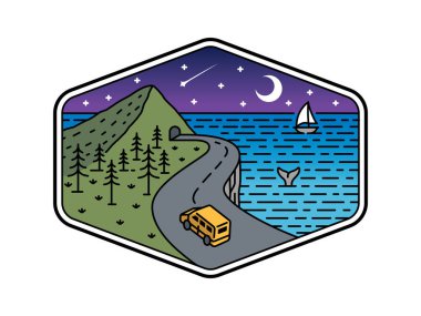 güzel doğa çizgisi sanat vektörü şablonu