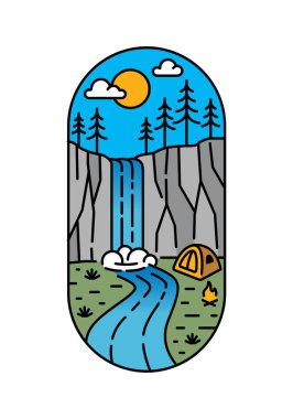 Güzel şelale manzarası sanat çizelgesi