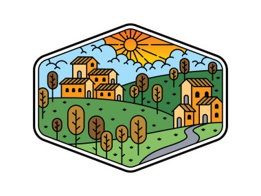 Çerçeve çizimindeki doğal manzara