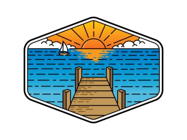 Çerçeve çizgisi sanat illüstrasyonunda doğal manzara