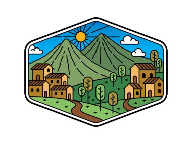 Çerçeve çizimindeki doğal manzara