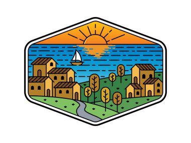 Çerçeve çizimindeki doğal manzara