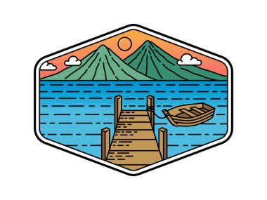 Çerçeve çizgisi sanat illüstrasyonunda doğal manzara