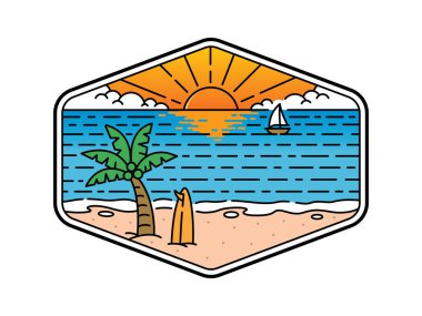 Çerçeve çizgisi sanat illüstrasyonunda doğal manzara