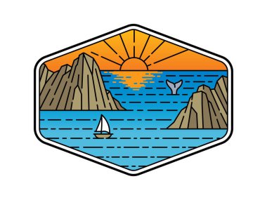 Çerçeve çizgisi sanat illüstrasyonunda doğal manzara