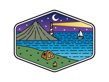 Çerçeve çizgisi sanat illüstrasyonunda doğal manzara