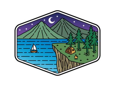 Çerçeve çizimindeki doğal manzara