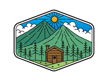 Çerçeve çizgisi sanat illüstrasyonunda doğal manzara