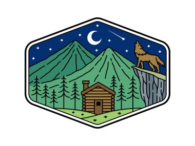 Çerçeve çizgisi sanat illüstrasyonunda doğal manzara