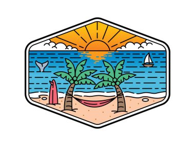 Çerçeve çizgisi sanat illüstrasyonunda doğal manzara