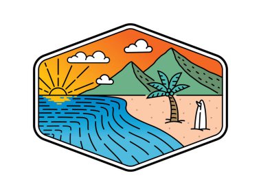 Çerçeve çizgisi sanat illüstrasyonunda doğal manzara