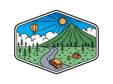 Çerçeve çizgisi sanat illüstrasyonunda doğal manzara