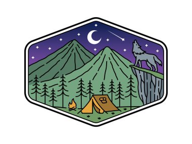 Çerçeve çizgisi sanat illüstrasyonunda doğal manzara