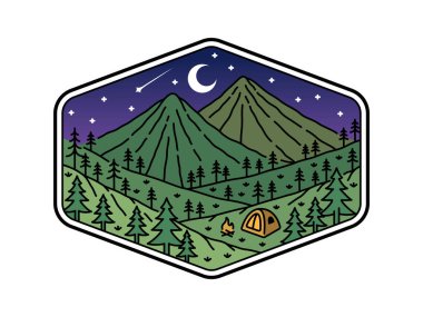 Çerçeve çizgisi sanat illüstrasyonunda doğal manzara