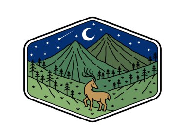 Çerçeve çizgisi sanat illüstrasyonunda doğal manzara