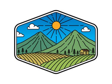 güzel doğa çizgisi sanat vektörü şablonu