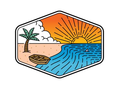 Çerçeve çizgisi sanat illüstrasyonunda doğal manzara