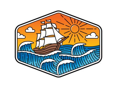 Çerçeve çizgisi sanat illüstrasyonunda doğal manzara