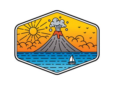 Çerçeve çizgisi sanat illüstrasyonunda doğal manzara