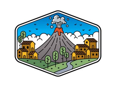 Çerçeve çizgisi sanat illüstrasyonunda doğal manzara