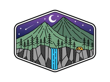 güzel doğa çizgisi sanat vektörü şablonu