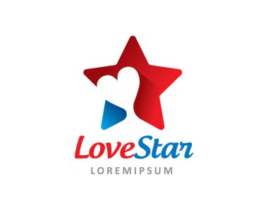 Aşk ve Yıldız logo simgesi veya simge şablonu