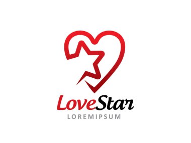 Aşk ve Yıldız logo simgesi veya simge şablonu