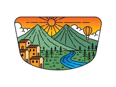 Çerçeve çizimindeki doğal manzara