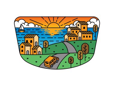 Çerçeve çizimindeki doğal manzara