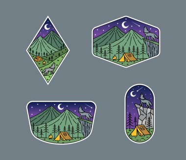 Açık havada vektör çizgisi tasarımları kümesi