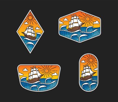 Açık havada vektör çizgisi tasarımları kümesi